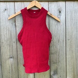 Fabletics Red Ribbed Racerback Tank